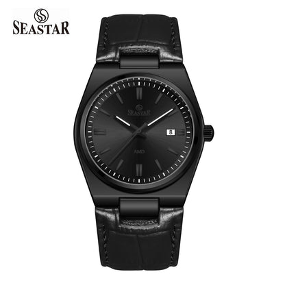 SS-2484M Classic Textured Leather Strap Men's Watch - Seastar Watches-Leather-Seastar Men