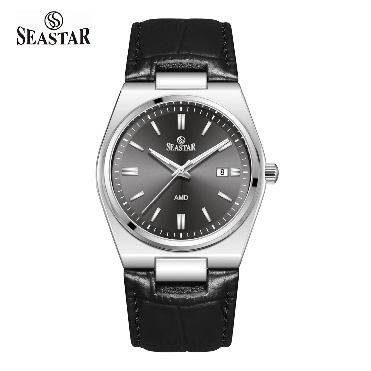 SS-2484M Classic Textured Leather Strap Men's Watch - Seastar Watches-Seastar Watches-Seastar Men