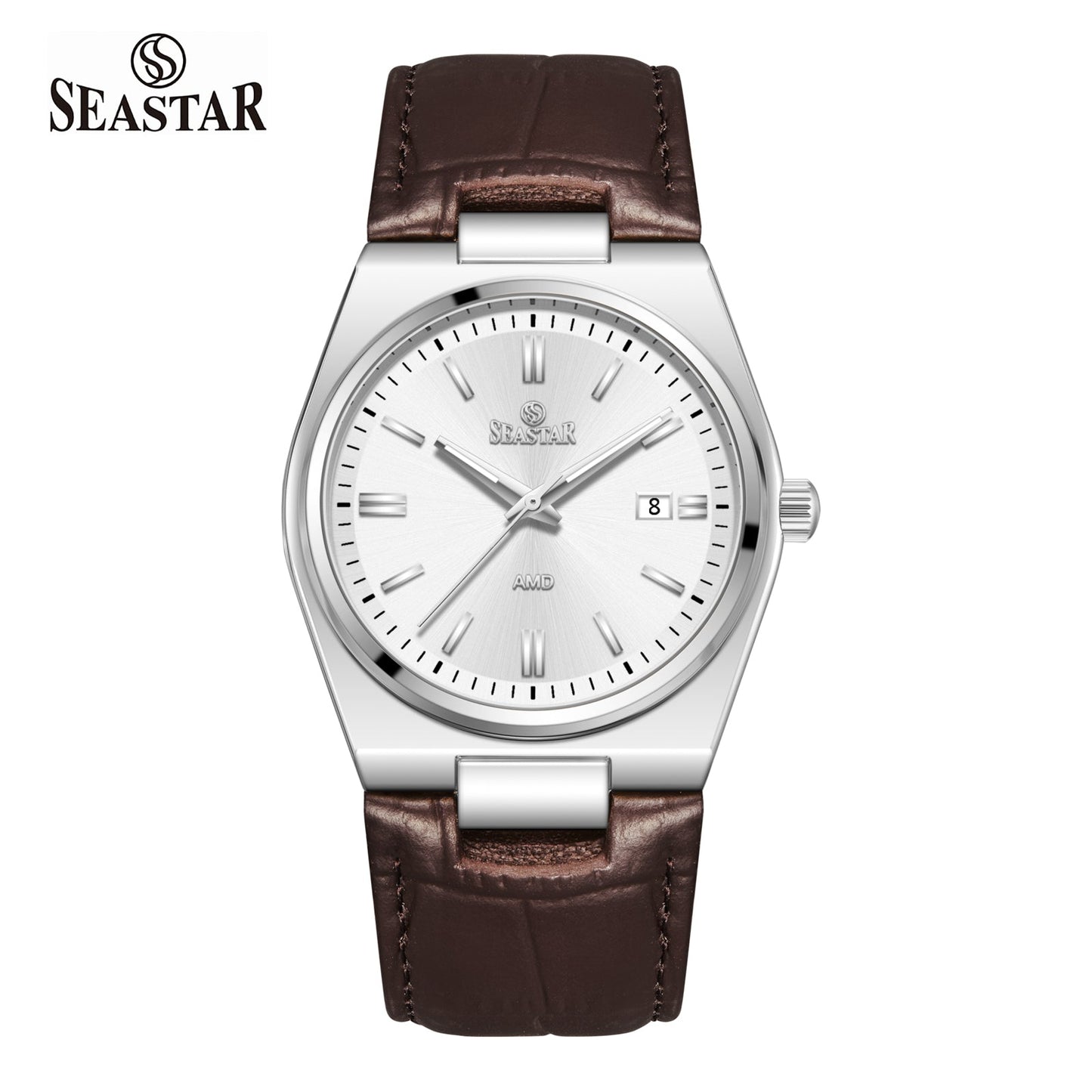SS-2484M Classic Textured Leather Strap Men's Watch - Seastar Watches-Leather-Seastar Men