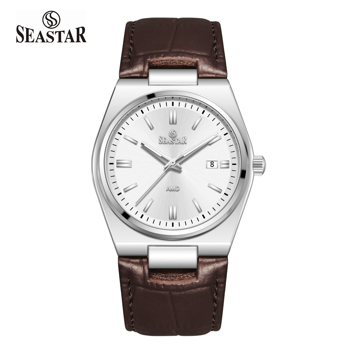SS-2484M Classic Textured Leather Strap Men's Watch - Seastar Watches-Leather-Seastar Men