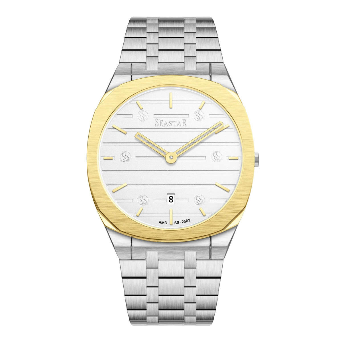 SS-2502M Luxury Stainless Steel Chain Horizontal Textured Men's Watch - Seastar Watches-Stainless Steel-Seastar Men