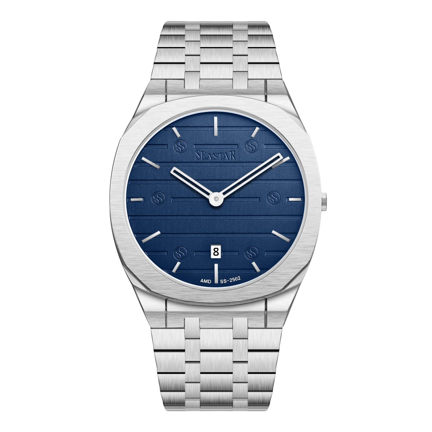 SS-2502M Luxury Stainless Steel Chain Horizontal Textured Men's Watch - Seastar Watches-Stainless Steel-Seastar Men