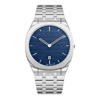 SS-2502M Luxury Stainless Steel Chain Horizontal Textured Men's Watch - Seastar Watches-Stainless Steel-Seastar Men