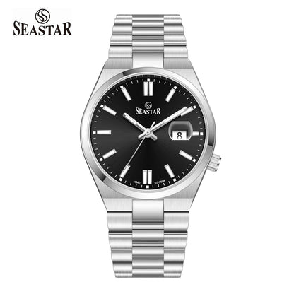 SS-2508M Classic President Magnified Date Premium Steel Men's Watch - Seastar Watches-Stainless Steel-Seastar Men
