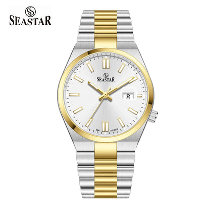 SS-2508M Classic President Magnified Date Premium Steel Men's Watch - Seastar Watches-Stainless Steel-Seastar Men