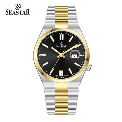 SS-2508M Classic President Magnified Date Premium Steel Men's Watch - Seastar Watches-Stainless Steel-Seastar Men