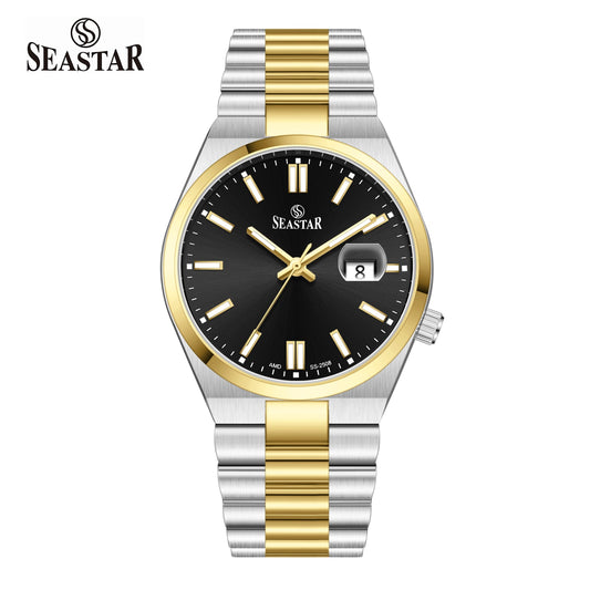 SS-2508M Classic President Magnified Date Premium Steel Men's Watch - Seastar Watches-Stainless Steel-Seastar Men