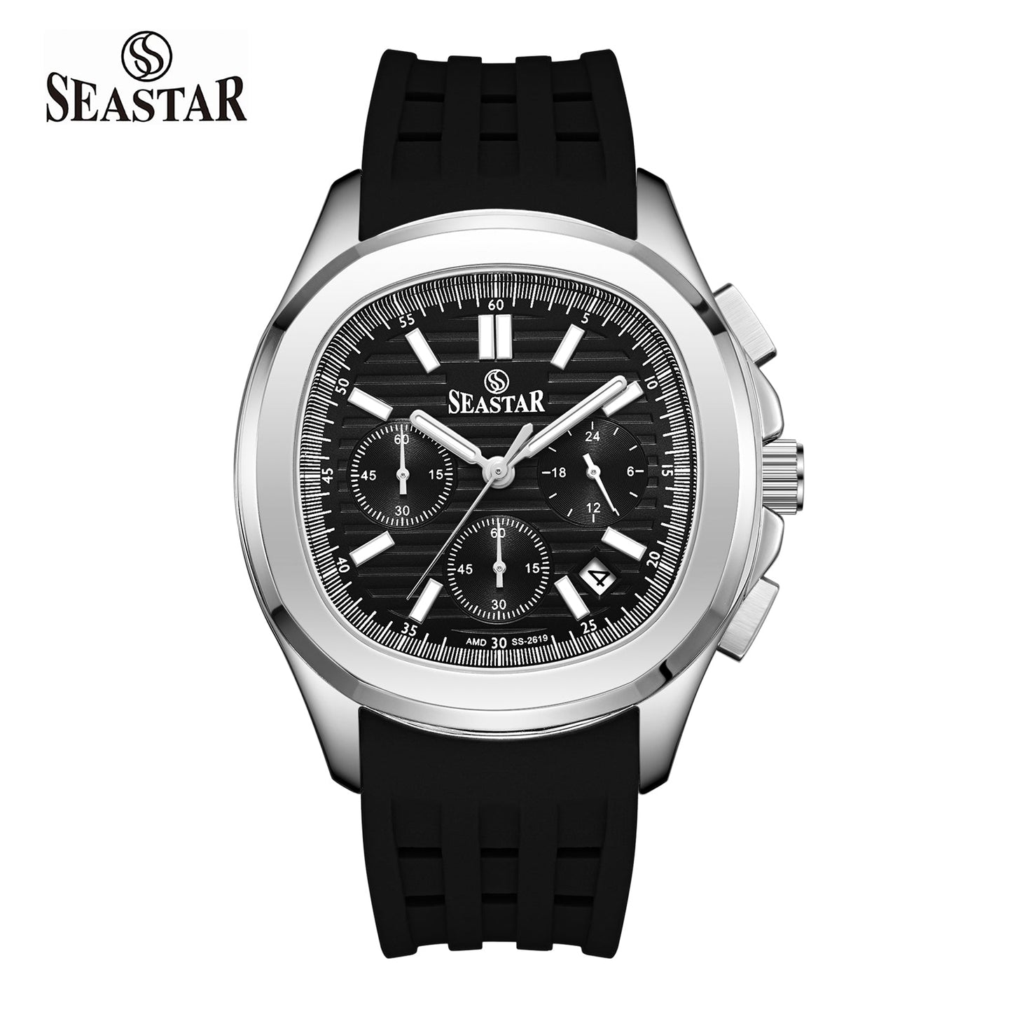 SS-2617M Luxury Sport Chronograph Premium Silicone Straps Men's Watch - Seastar Watches-Sports-Seastar Men