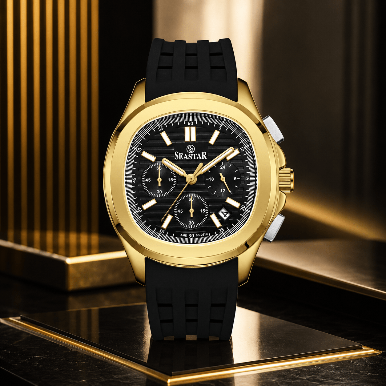 SS-2617M Luxury Sport Chronograph Premium Silicone Straps Men's Watch - Seastar Watches-Sports-Seastar Men