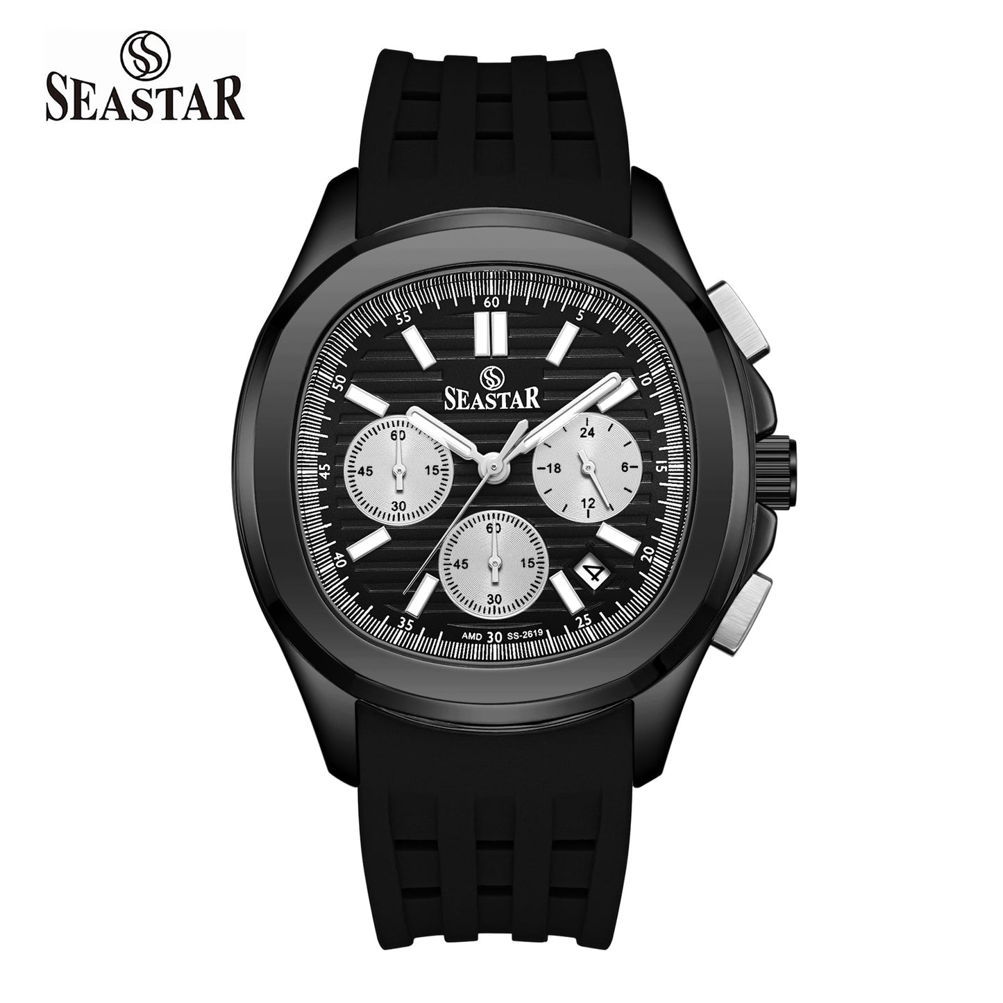 SS-2617M Luxury Sport Chronograph Premium Silicone Straps Men's Watch - Seastar Watches-Sports-Seastar Men