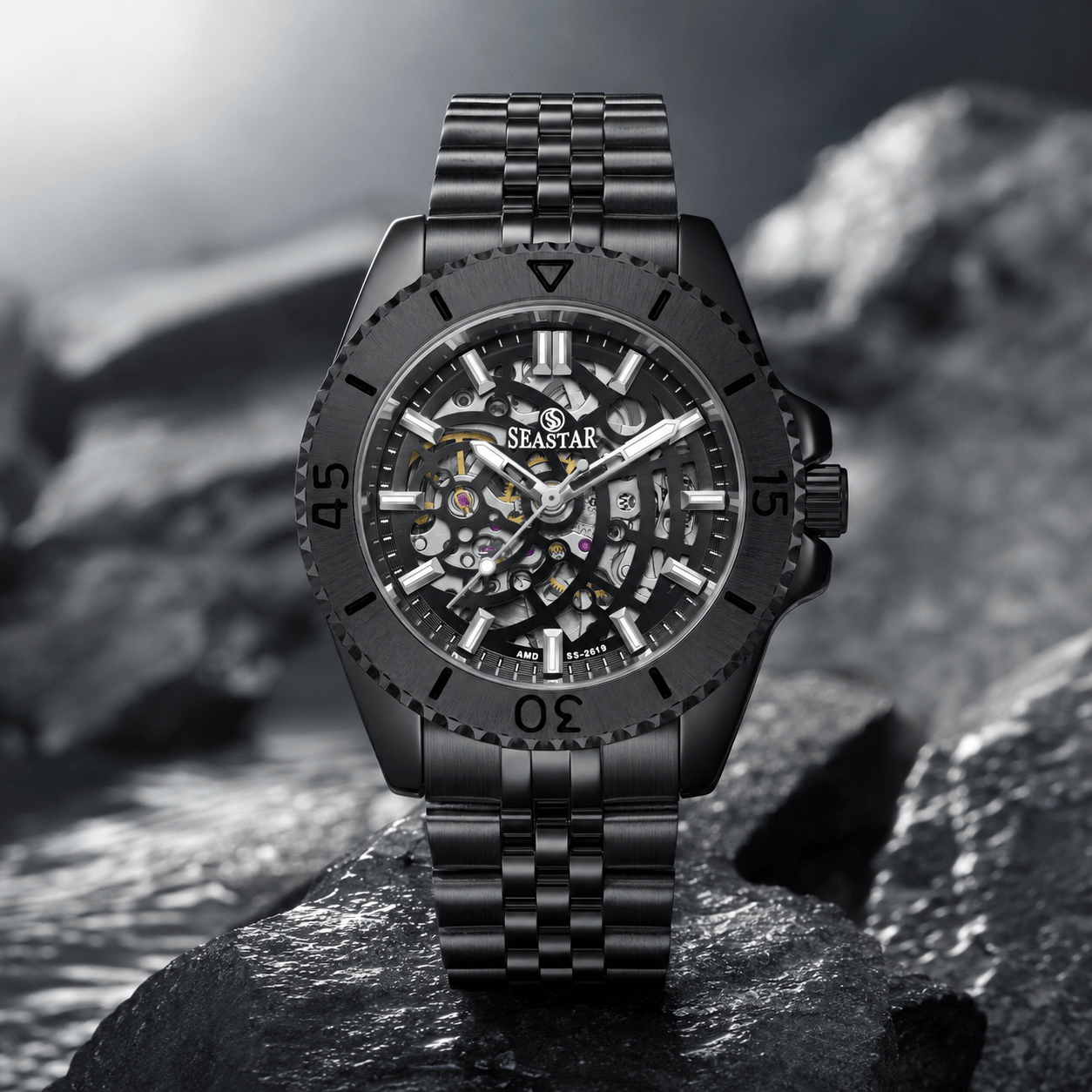 SS-2619M Automatic Skeleton Men's Stainless Steel - Seastar Watches-Stainless Steel-Seastar Men