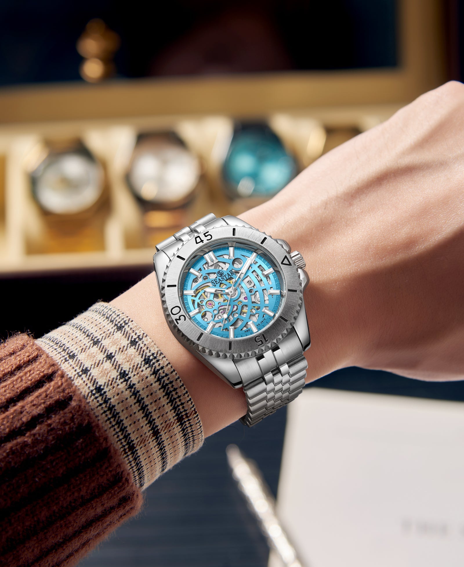SS-2619M Automatic Skeleton Men's Stainless Steel - Seastar Watches-Stainless Steel-Seastar Men