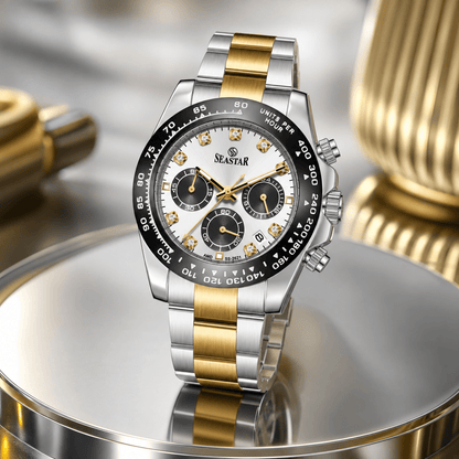 SS-2621M Chronograph Series | Tachymeter Bezel & Steel Chain Men's Watch - Seastar Watches-Stainless Steel-Seastar Men