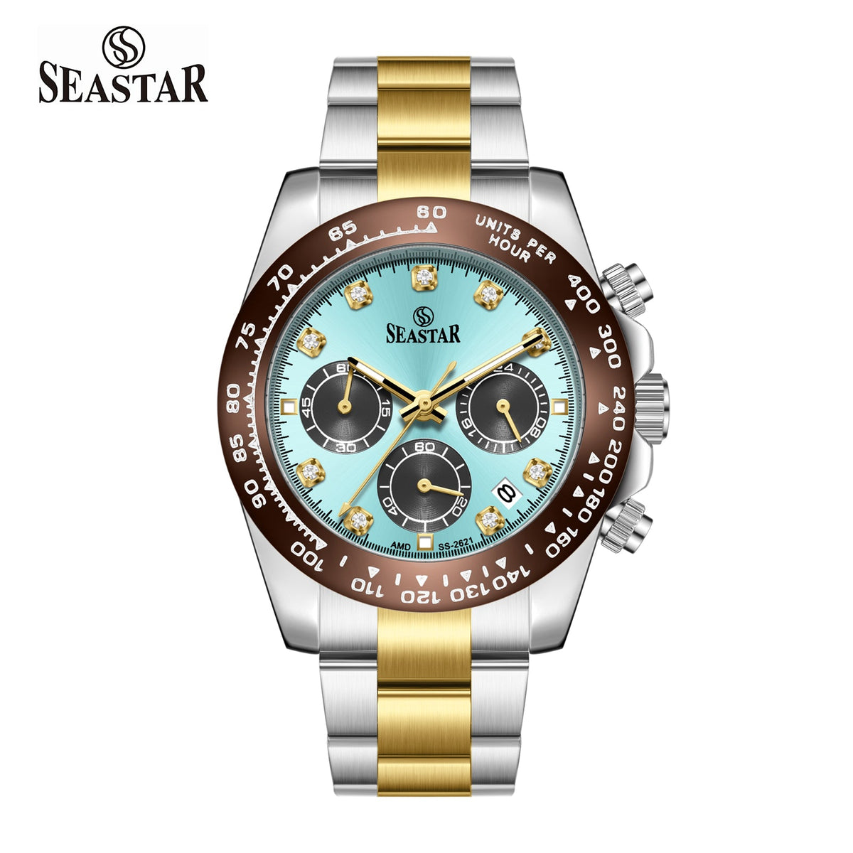 SS-2621M Chronograph Series | Tachymeter Bezel & Steel Chain Men's Watch - Seastar Watches-Seastar Watches-Seastar Men