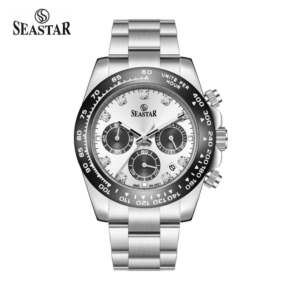 SS-2621M Chronograph Series | Tachymeter Bezel & Steel Chain Men's Watch - Seastar Watches-Seastar Watches-Seastar Men