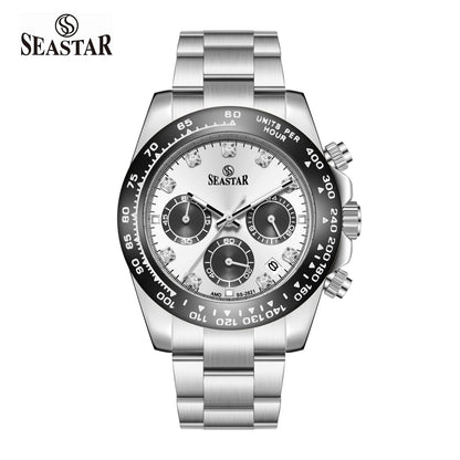 SS-2621M Chronograph Series | Tachymeter Bezel & Steel Chain Men's Watch - Seastar Watches-Seastar Watches-Seastar Men