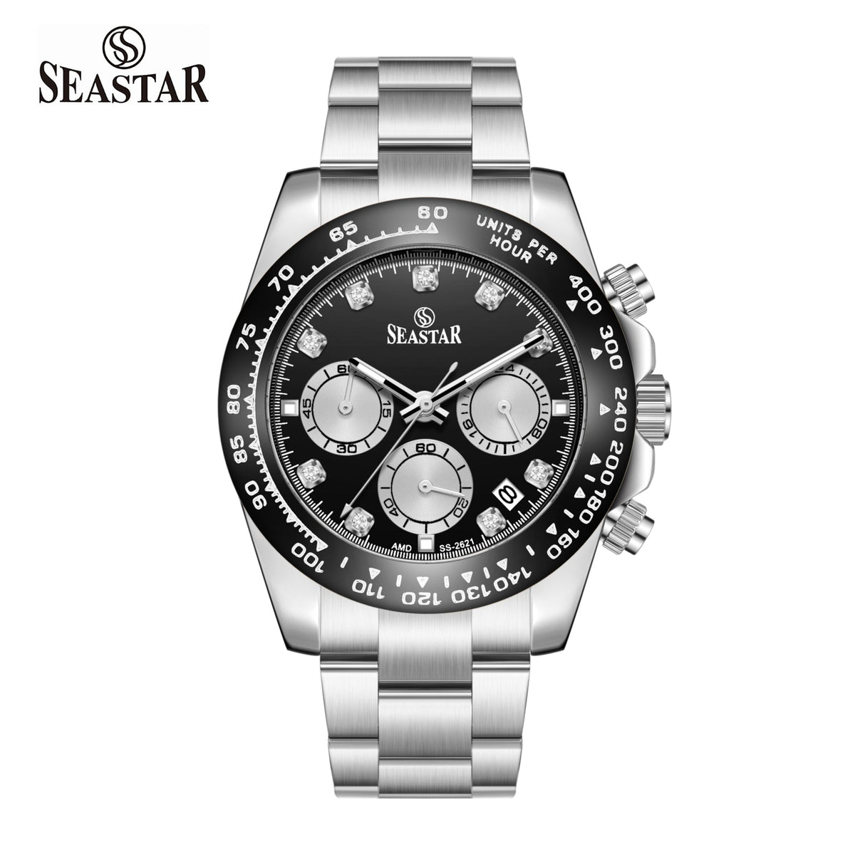 SS-2621M Chronograph Series | Tachymeter Bezel & Steel Chain Men's Watch - Seastar Watches-Seastar Watches-Seastar Men
