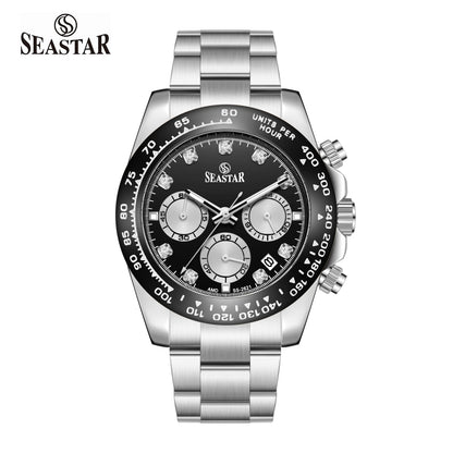 SS-2621M Chronograph Series | Tachymeter Bezel & Steel Chain Men's Watch - Seastar Watches-Seastar Watches-Seastar Men