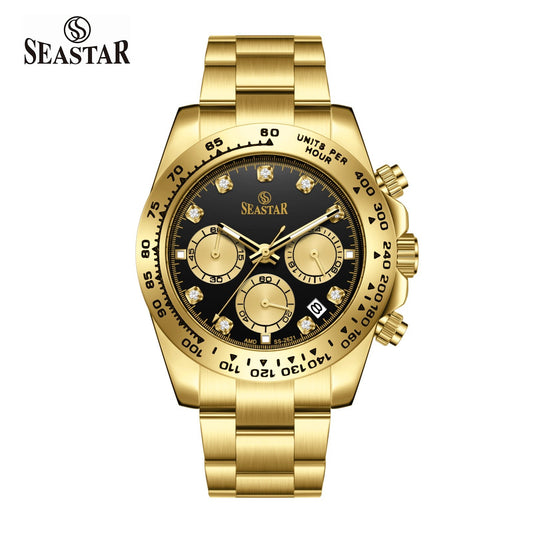 SS-2621M Chronograph Series | Tachymeter Bezel & Steel Chain Men's Watch - Seastar Watches-Stainless Steel-Seastar Men