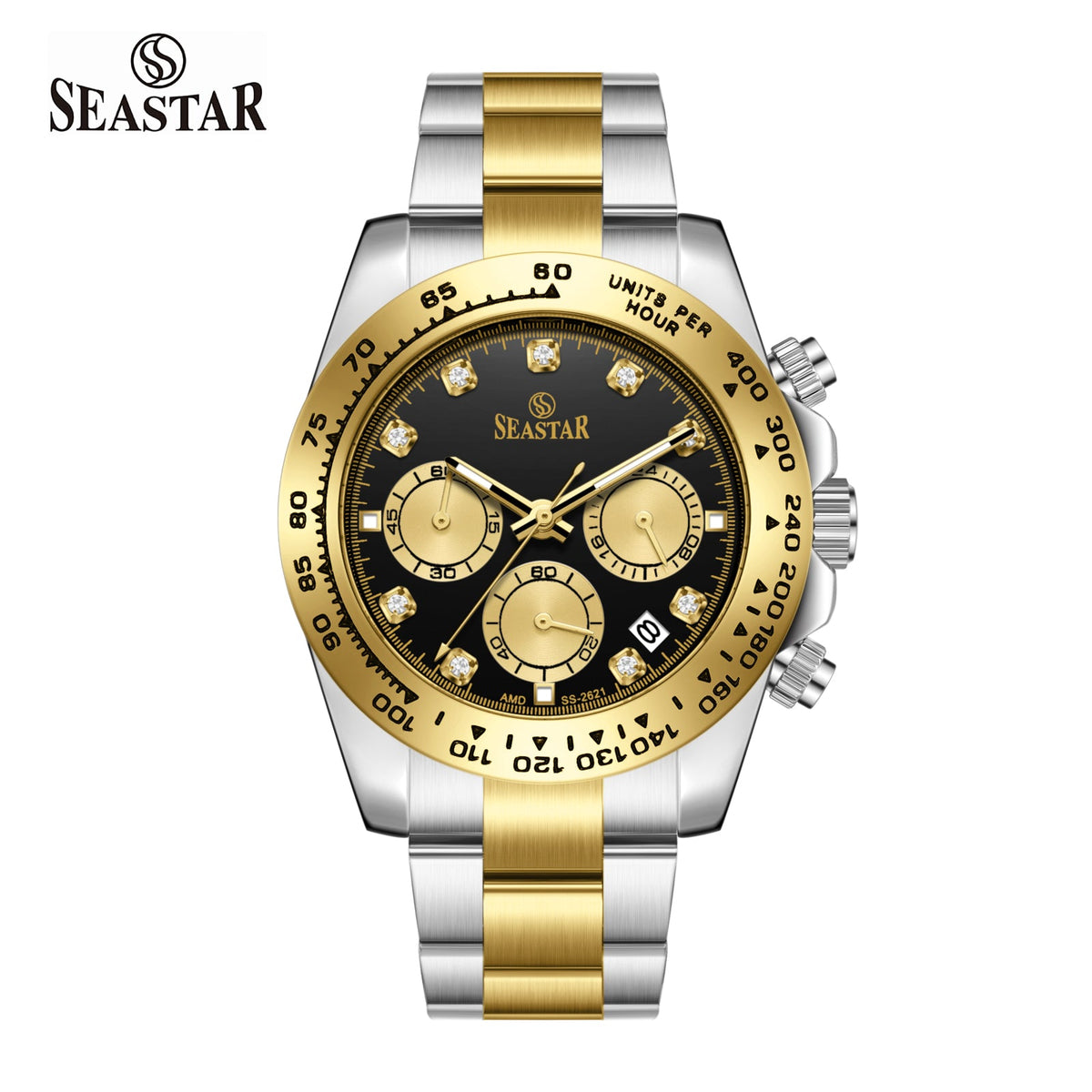 SS-2621M Chronograph Series | Tachymeter Bezel & Steel Chain Men's Watch - Seastar Watches-Seastar Watches-Seastar Men
