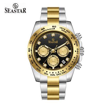 SS-2621M Chronograph Series | Tachymeter Bezel & Steel Chain Men's Watch - Seastar Watches-Seastar Watches-Seastar Men
