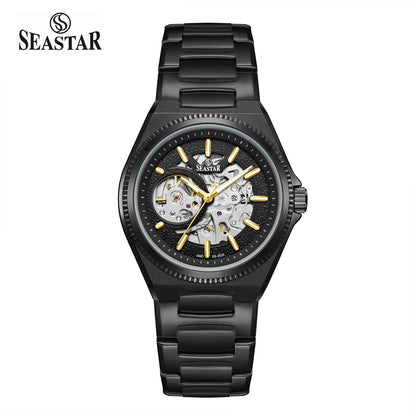 SS-2625 Automatic Mechanical Skeleton Stainless Steel Men’s Watch - Seastar Watches-Seastar Watches-