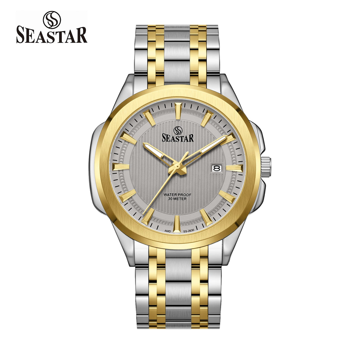 SS-2632M Men's Steel Textured Sunray Dial & Premium Chain - Seastar Watches-Seastar Watches-Seastar Men