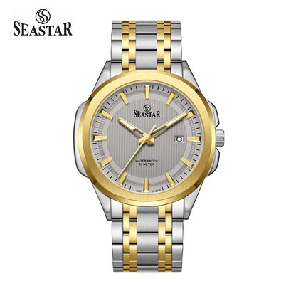 SS-2632M Men's Steel Textured Sunray Dial & Premium Chain - Seastar Watches-Seastar Watches-Seastar Men