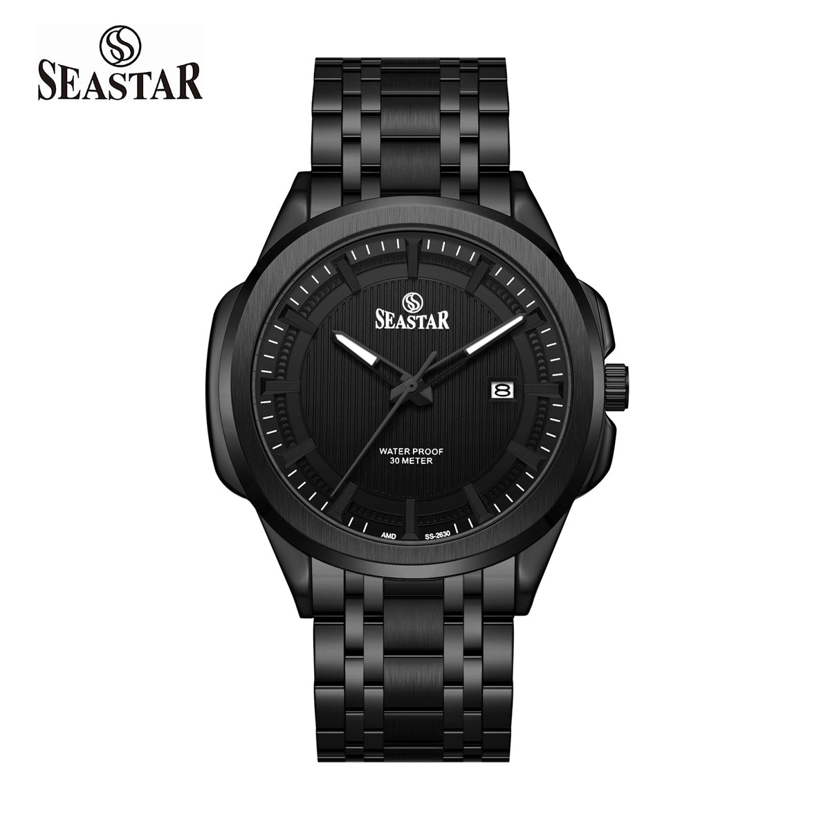SS-2632M Men's Steel Textured Sunray Dial & Premium Chain - Seastar Watches-Seastar Watches-Seastar Men